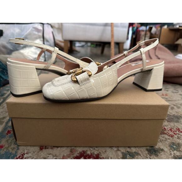 NWT Anthropologie BiBi LOU Cream Leather Dennis Pump Heels Size 41 - Picture 4 of 12